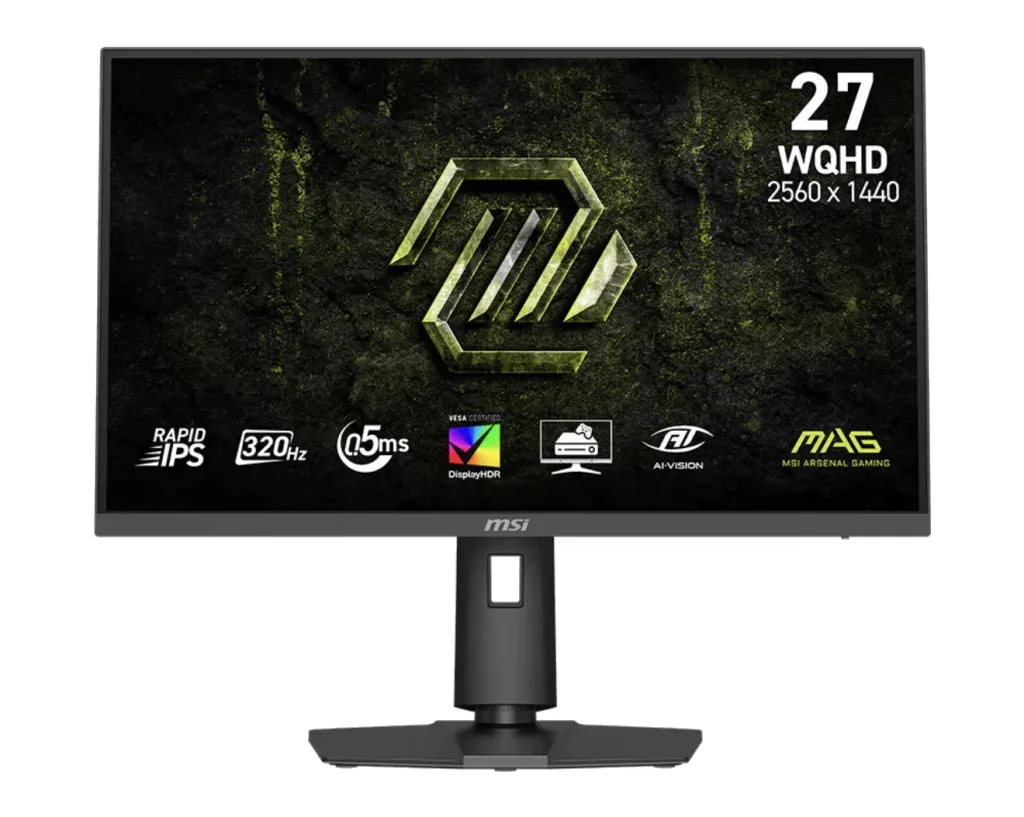 MSI MAG 274QPF X32 27-Inch WQHD Rapid IPS Gaming Monitor (320Hz, 0.5ms GtG, HDMI 2.1, DisplayPort 1.4a, VESA DisplayHDR 400, 97% DCI-P3, Adaptive-Sync, Fully Adjustable Ergonomic Stand) - Black