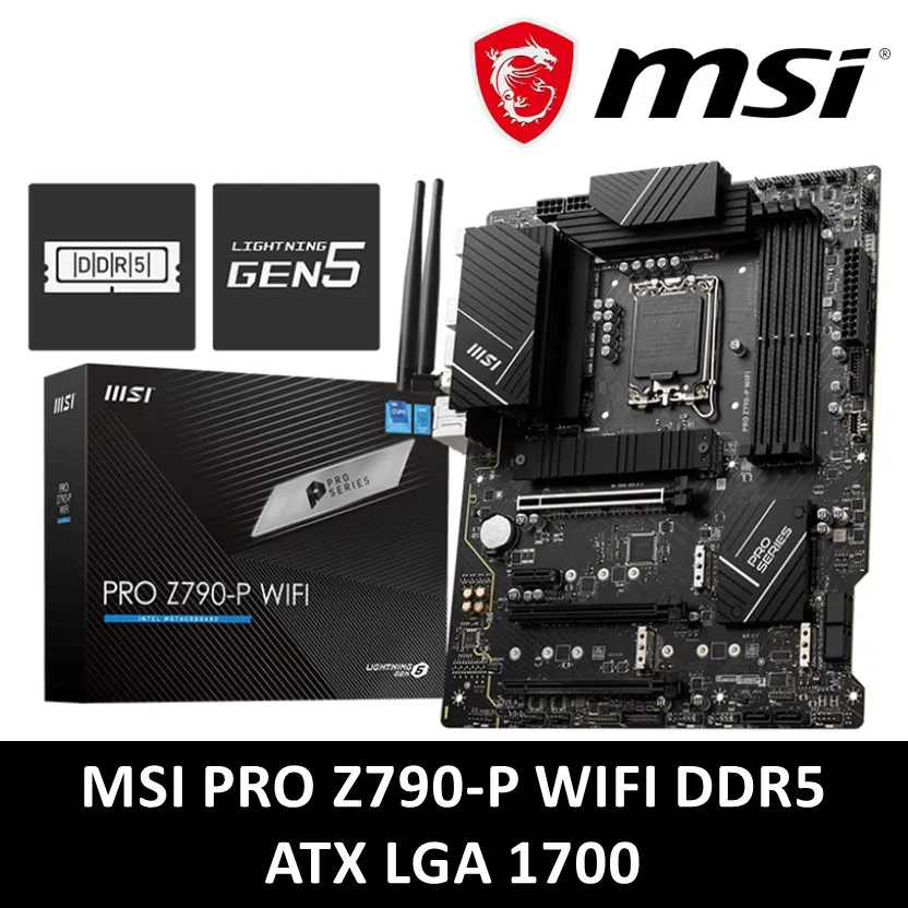 MSI PRO Z790-P WiFi ProSeries Motherboard (Supports 12th/13th Gen Intel Processors, LGA 1700, DDR5, PCIe 5.0, M.2, 2.5Gbps LAN, USB 3.2 Gen2, Wi-Fi 6E, ATX) | REFURBISHED
