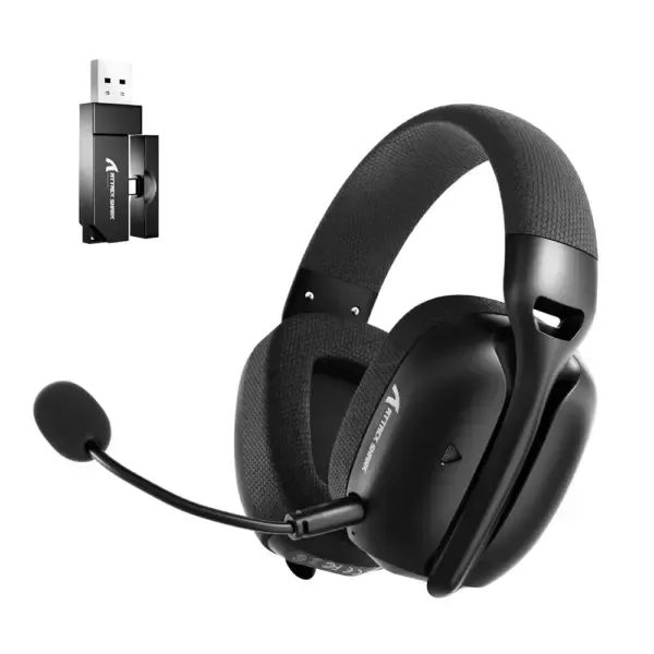 ATTACK SHARK L80PRO Wireless Gaming Headset – Tri-Mode Connectivity, 20ms Low Latency, Dual Microphones, 40mm Drivers | Black