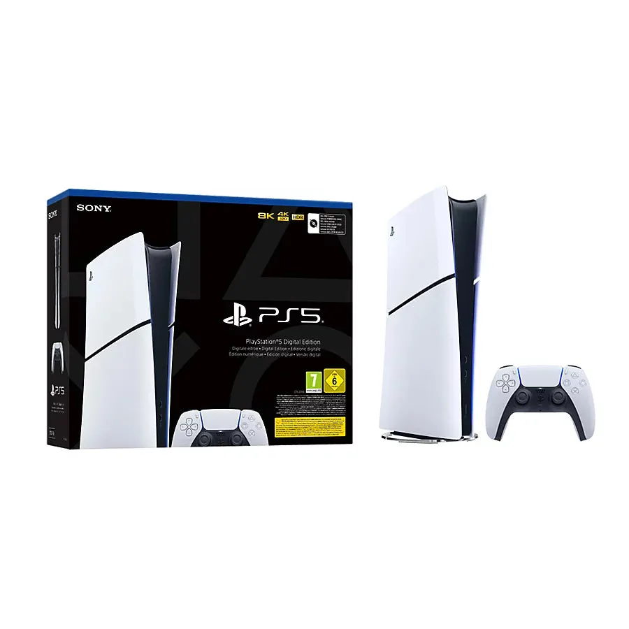Sony PlayStation 5 Slim Digital Edition Console – 825GB SSD, Ultra-High-Speed Gaming, Ray Tracing, 4K HDR, Tempest 3D Audio & DualSense Wireless Controller