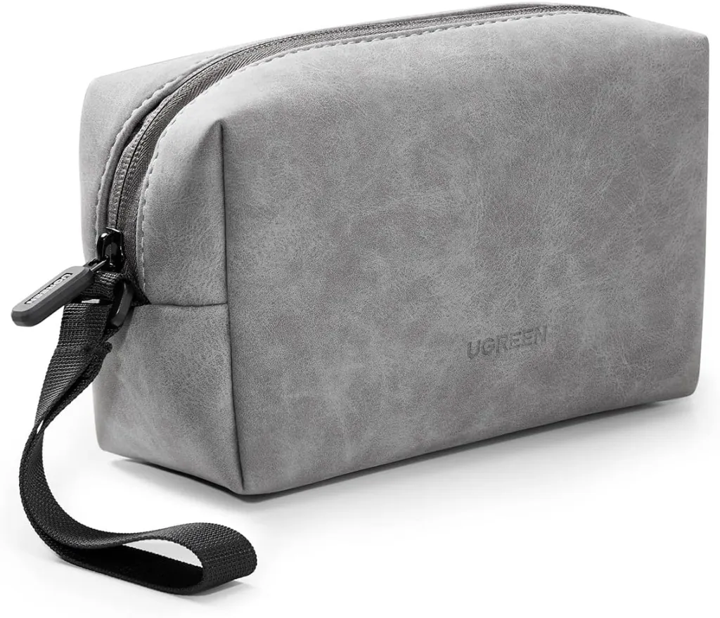 UGREEN Electronics Accessories Storage Bag – Waterproof PU Leather, Shockproof, Multi-Compartment Travel Organizer