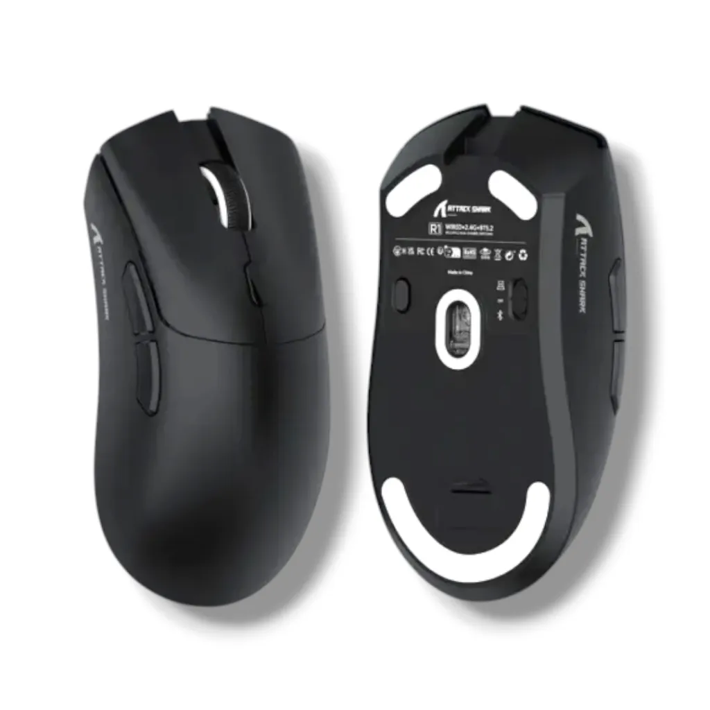 ATTACK SHARK R1 Wireless Gaming Mouse 59g Superlight, PixArt PAW3311 18,000 DPI Sensor, Tri-Mode Wired/2.4G/BT5.2, 65-Hour Battery, 1000Hz