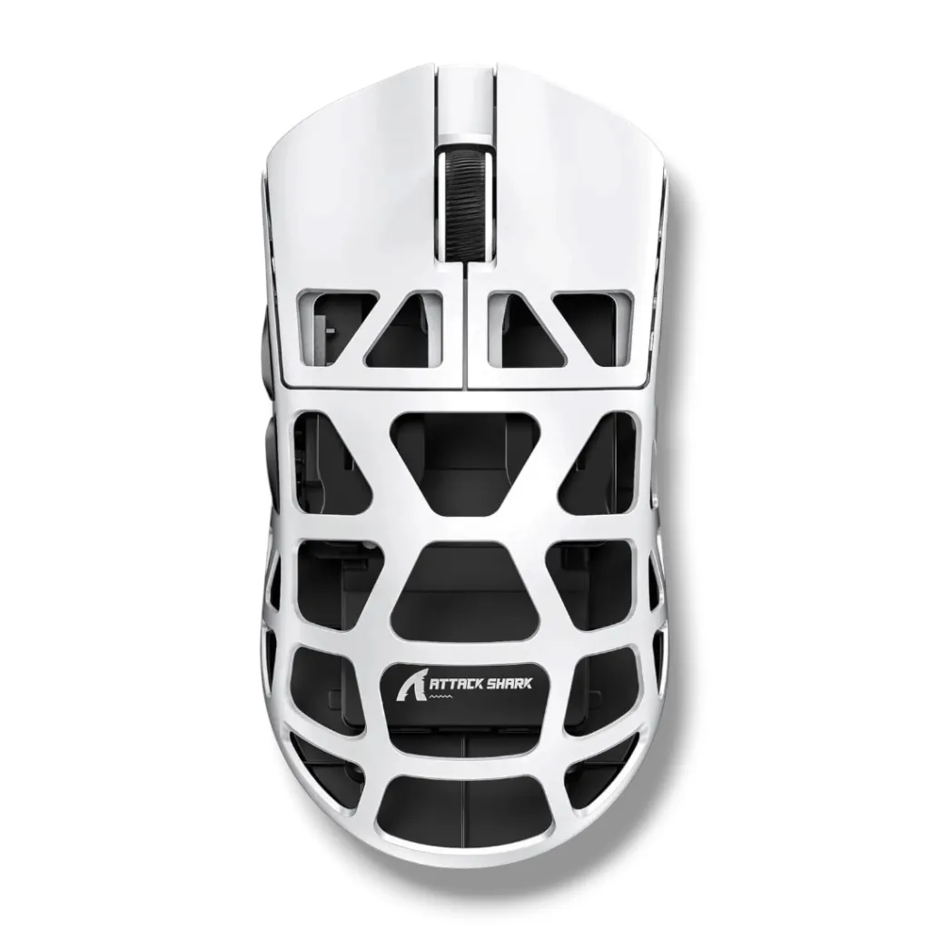 ATTACK SHARK R3 White Wireless Gaming Mouse – 46g, PAW3395 26K DPI, 8000Hz Polling, Tri-Mode BT/2.4G/Wired, Kailh GM 8.0, Lightweight CNC Magnesium Shell