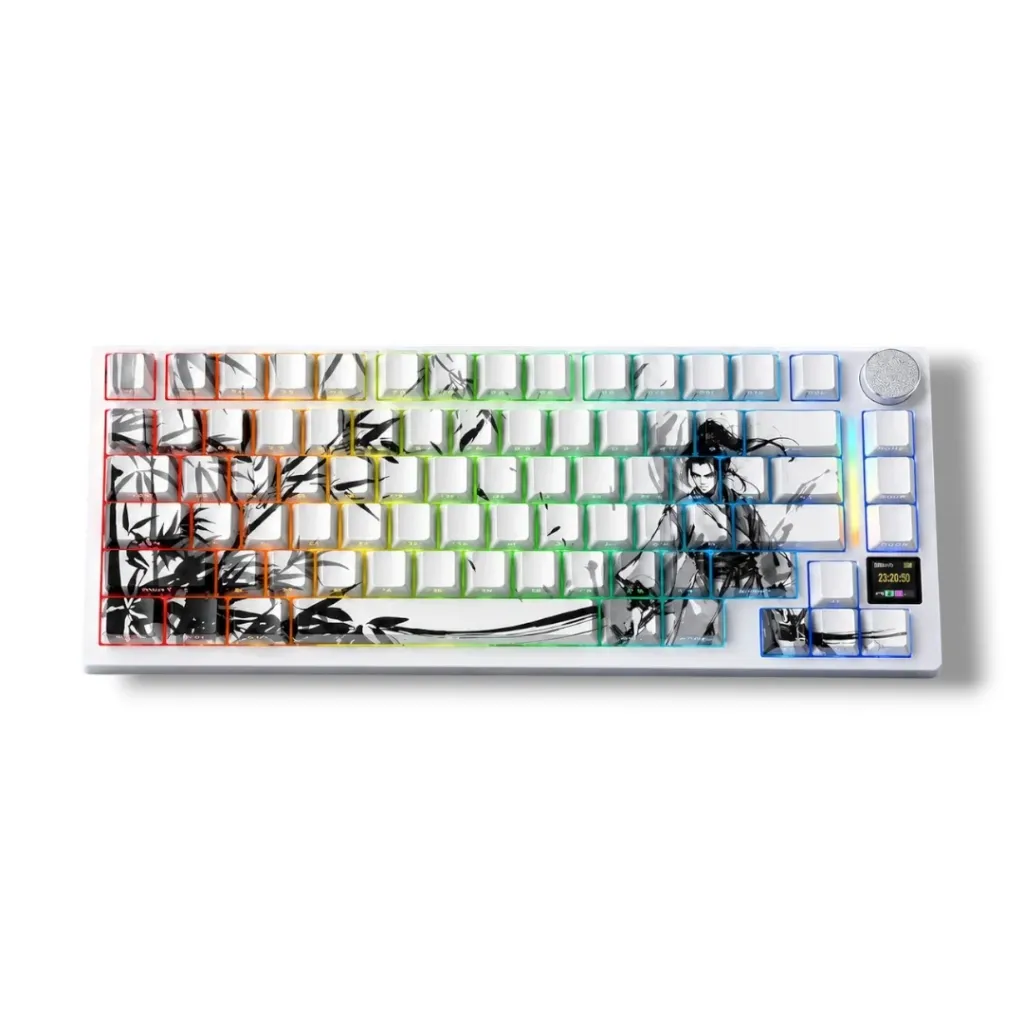 ATTACK SHARK X820 Ultra Dark Warrior 75% Tri-Mode Gasket Mechanical Keyboard – TFT Display, CNC Knob, 4000mAh Battery, Hot-Swap Switches, PBT Keycaps, RGB & PC/Mac Support | Dark Warrior