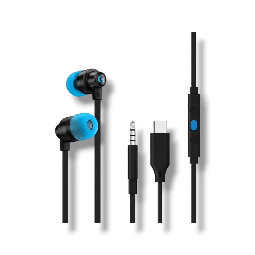 Logitech G333 Gaming Earphones – Dual 5.8mm + 9.2mm Drivers, In-Line Mic & Controls, 3.5mm + USB-C, Aluminium Housing, Multi-Platform Compatibility – Black