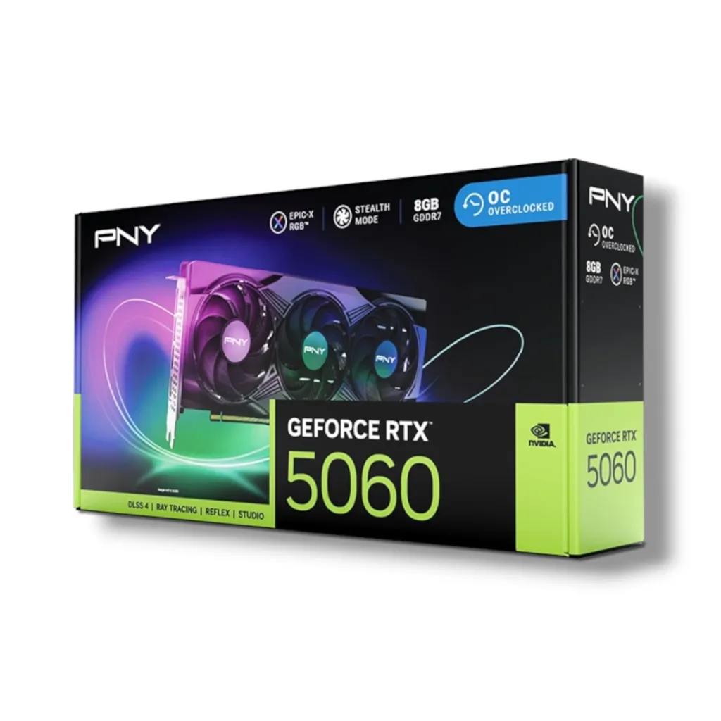 PNY GeForce RTX 5060 ARGB EPIC-X OC Triple Fan 8GB GDDR7 2580MHz DLSS 4 Black - New